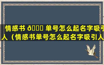 情感书 🐋 单号怎么起名字吸引人（情感书单号怎么起名字吸引人注意）